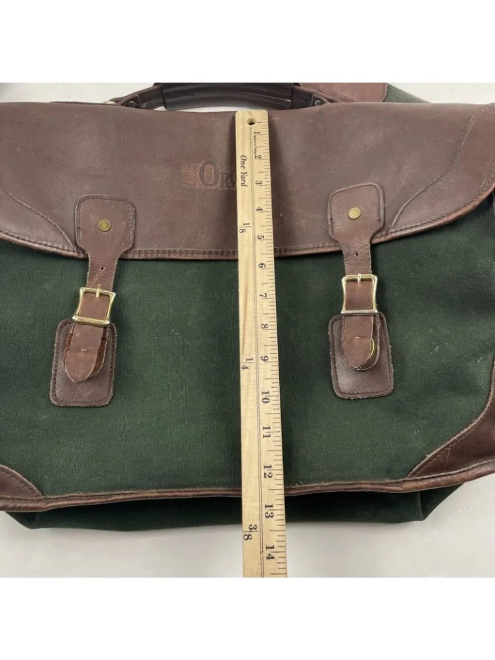 Vintage Orvis Battenkill Canvas Leather Briefcase Messenger Bag Shoulder Strap